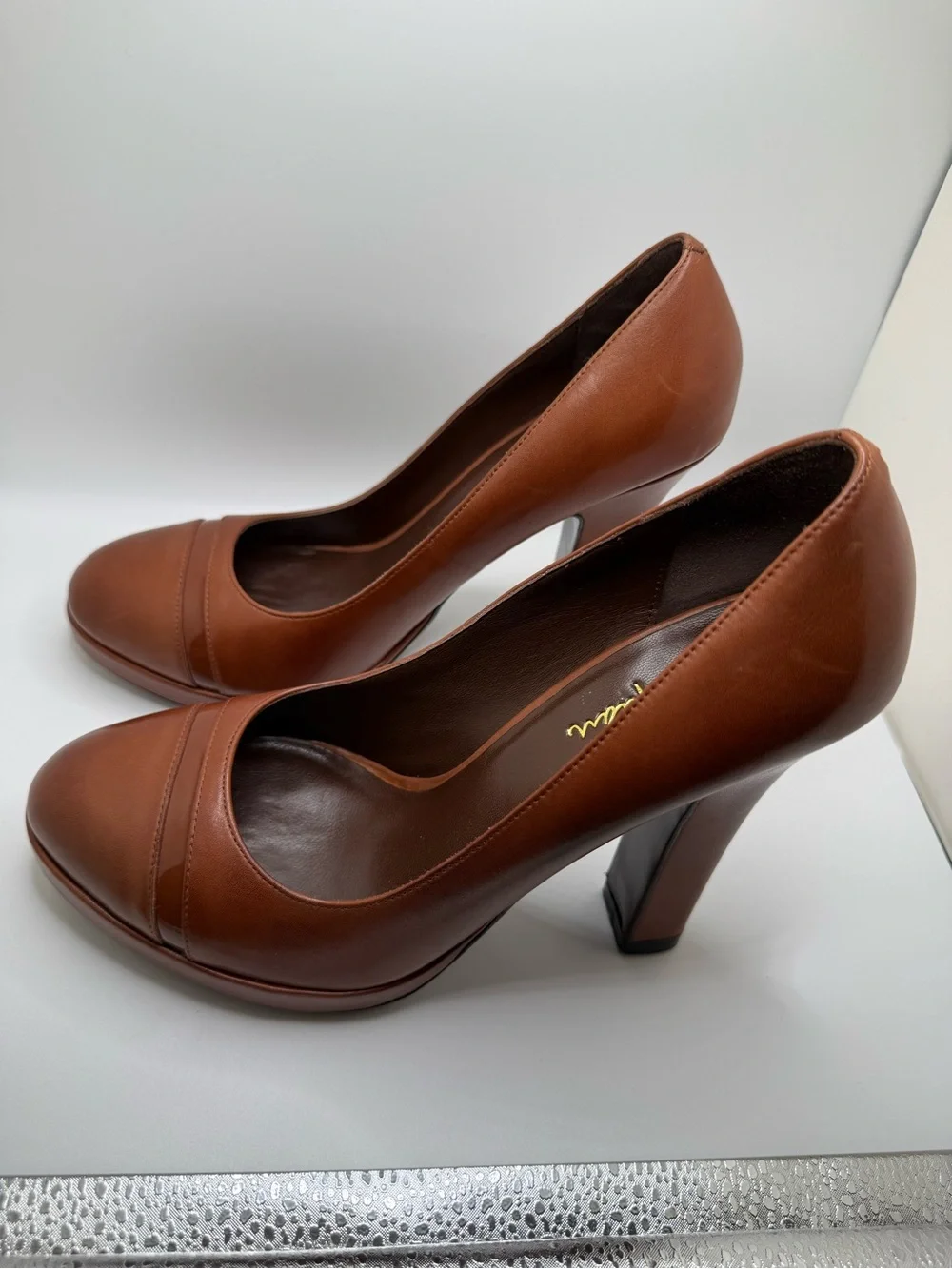 Cole Haan Tonya Cap Toe Pump II Brown Leather Heels 7.5